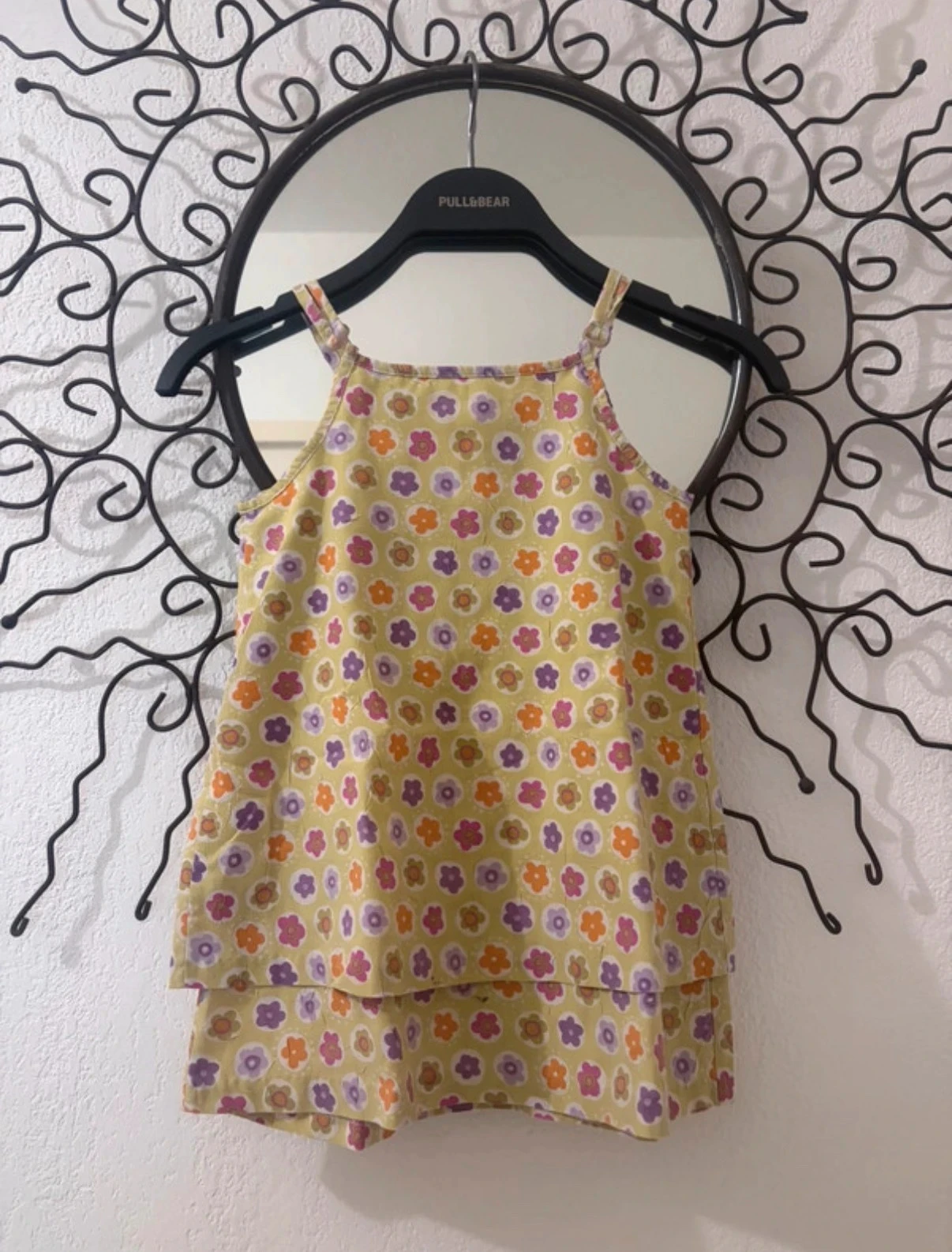 🔵 Vestido retrô com babados verde amêndoa e flores - estilo boêmio – photo 2